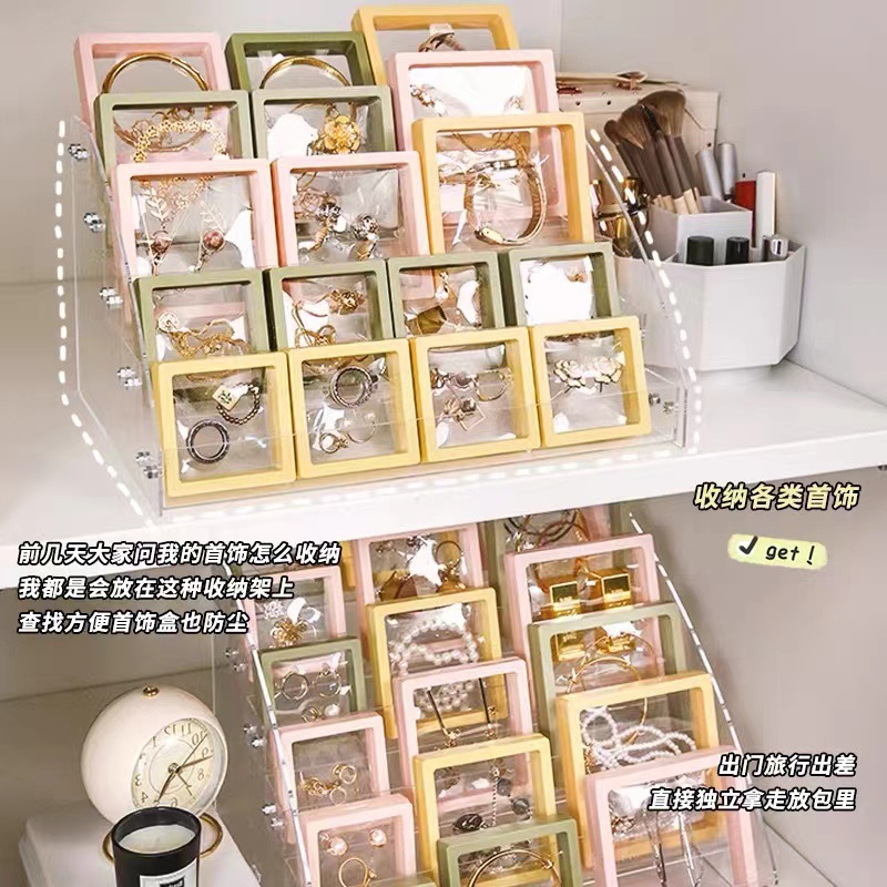 Suspended box, film jewelry box, ring, necklace, bracelet packaging box, high-end wearing armor packaging, storage box, cover pic 9