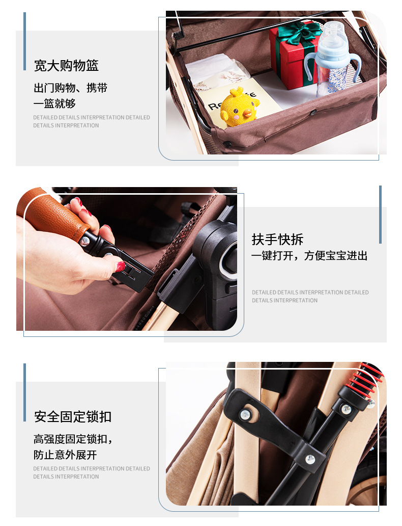 High-view baby strollers that can be sat or lay on, are lightweight, foldable, and have bidirectional shock absorption. Wholesale of baby strollers for newborns pic 17