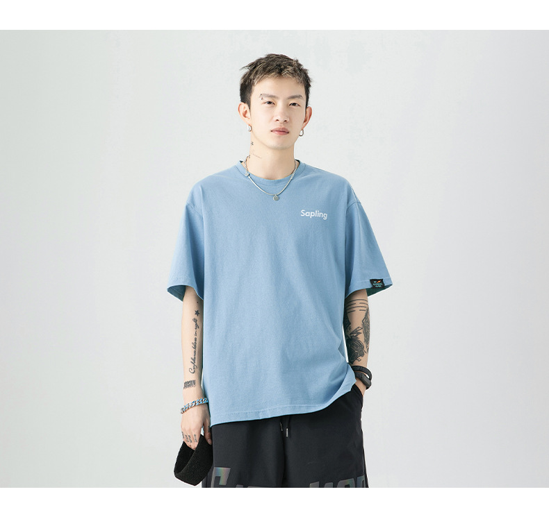 韩路日系男装 潮牌字母印花T恤男宽松百搭基础款纯棉情侣装短袖详情22
