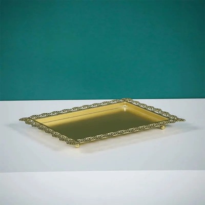 欧式托盘长方形西点盘铁艺蛋糕盘甜品展示方盘蕾丝边茶盘白色平盘详情8