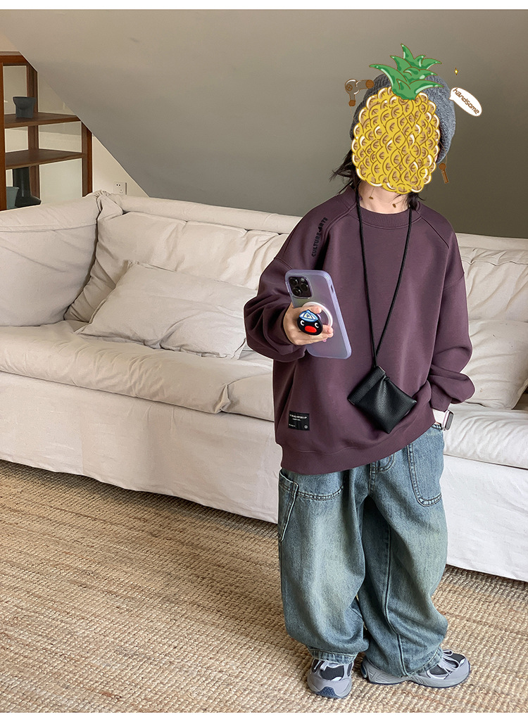 童装2024新款卫衣儿童卫衣男童时髦潮打底衫韩版宝宝上衣男孩宽松详情28