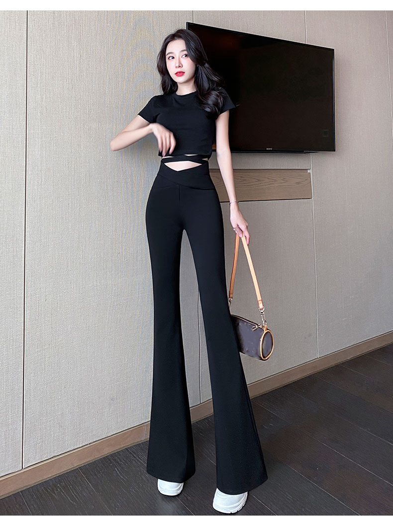 微喇裤女春季2023新款显瘦西裤宽松黑色休闲直筒裤薄款垂感喇叭裤详情14