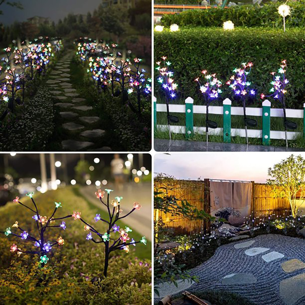 Direct sales from the manufacturer of solar-powered cherry blossom lights, LED outdoor courtyard ground-penetrating lawn and garden branch and flower decorative lights pic 3
