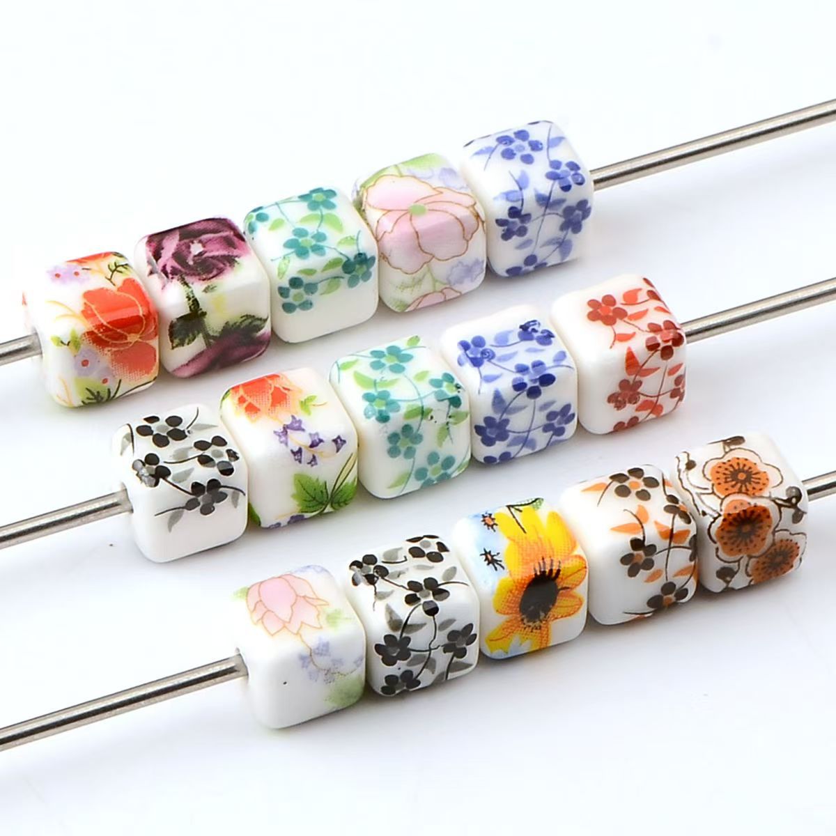 Simple and colorful ceramic pearlescent surface fish five-petal flower beads scattered beads diy handcrafted beaded bracelet decoration accessories pic 21