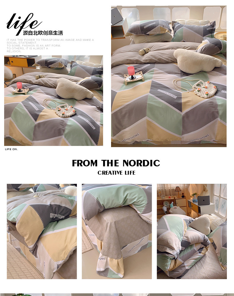 Wholesale of pure cotton four-piece bedding sets for export, cross-border bed sheets and duvet covers from Europe and America, pure cotton four-piece bedding sets for autumn and winter pic 40