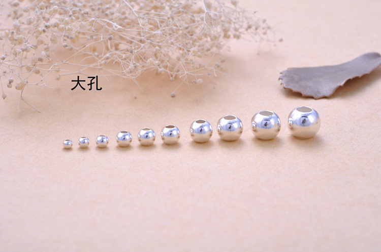 DIY positioning beads, positioning beads, silver beads, loose beads, round beads and smooth beads accessories of 925 sterling silver handmade bracelet rope pic 5