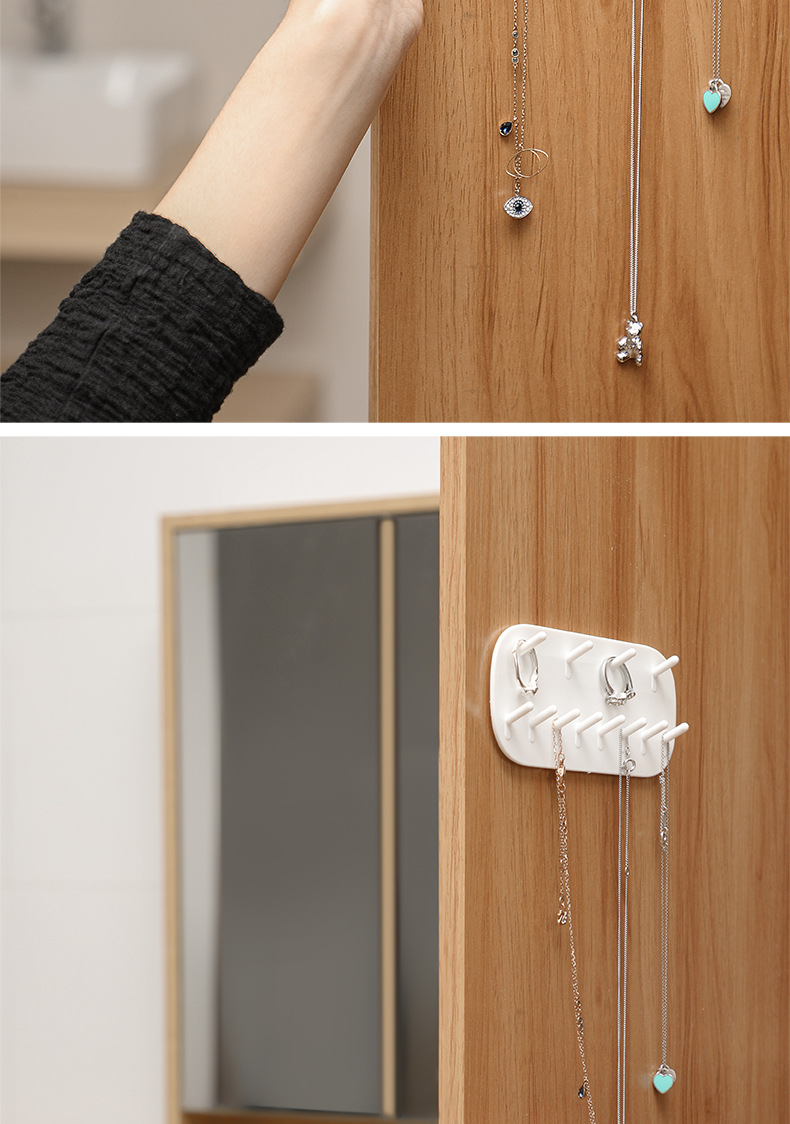 简约壁挂首饰收纳挂架收纳挂钩免打孔门后挂钩项链戒指手链饰品收纳架详情7
