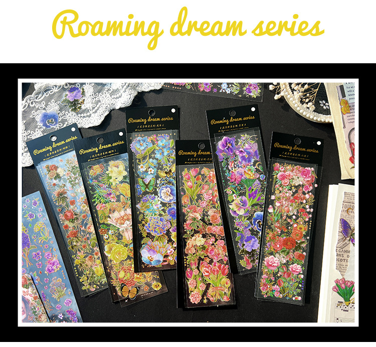 悦真花季使者系列咕卡贴纸可爱儿童贴画套装防水烫金手帐素材批发详情3