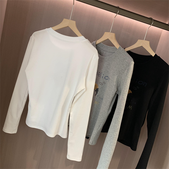 Playful and youthful embroidered printed puppy loose straight top straight-shoulder round-neck long-sleeved T-shirt for women 2025 early Spring G021418 pic 42