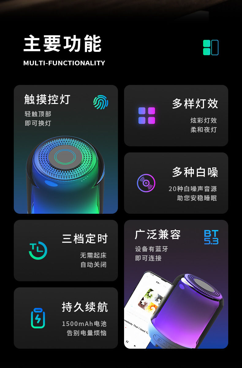 New glass Bluetooth speaker, colorful full-screen subwoofer, seven-color speaker, home surround transparent glass small speaker pic 3