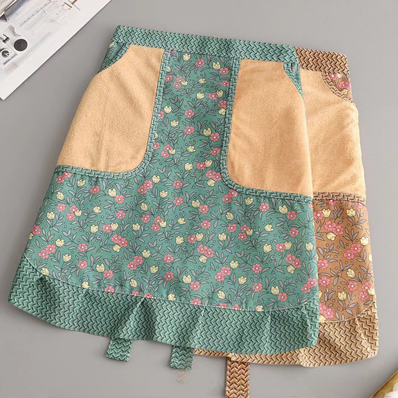 Cotton breathable summer half-length apron, stain-resistant and wear-resistant canvas, cute for girls, kitchen and catering special half-length waistband pic 10