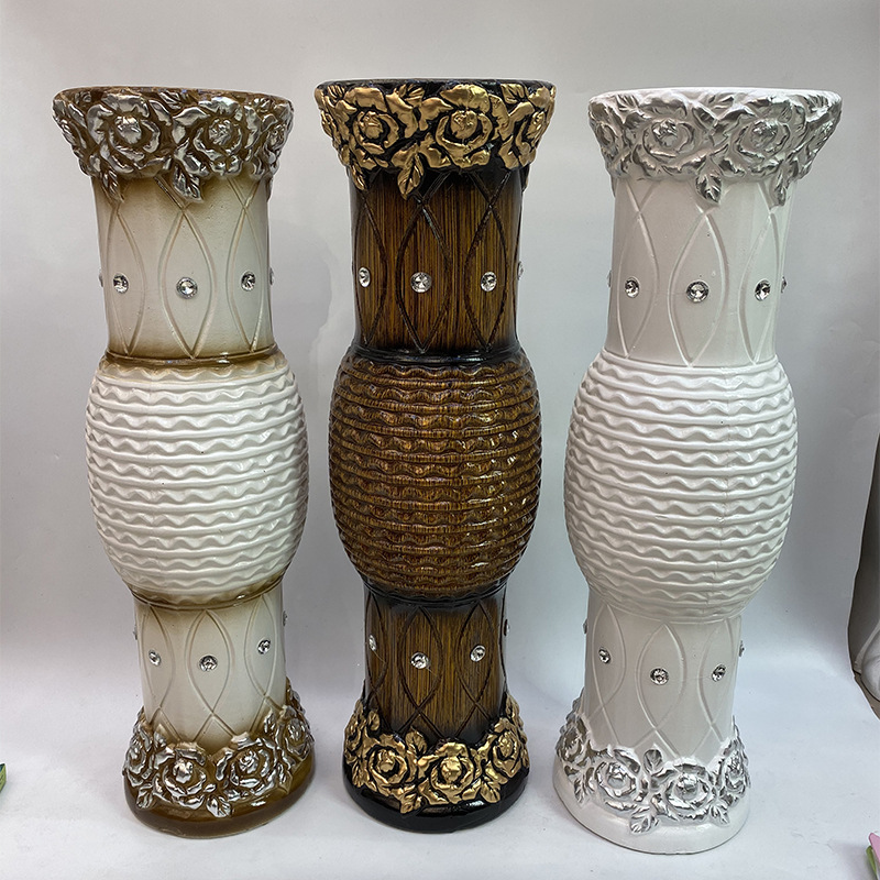 60cm ceramic vase, floor-standing magnesite resin European-style white vase, hotel living room lobby decoration flower arrangement pic 6