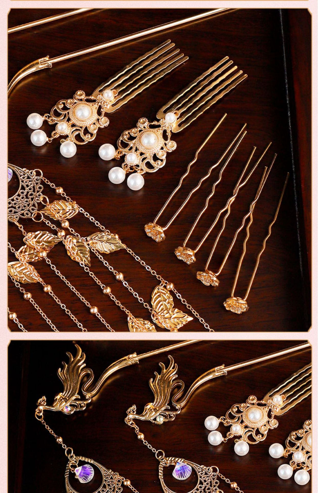 Retro photo studio hairpin, Dunhuang Tang style Hanfu, chest-length donor, splendid restoration hairpin set, accessory for women pic 9