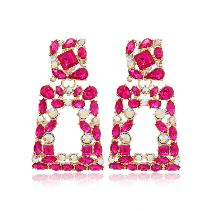 New cross-border earrings from Europe and America: Barbie pink best-selling set, rose red geometric versatile summer earrings for women with a vacation style pic 31