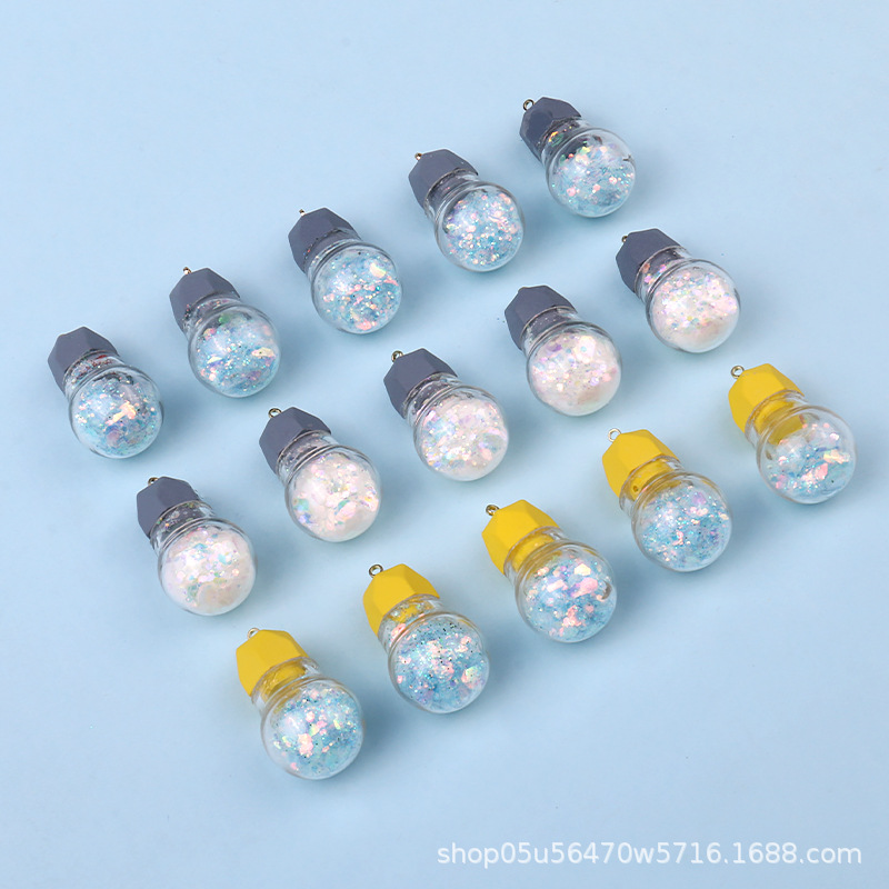 Resin glitter small light bulbs, pendants, earrings, necklaces, keychains, handmade materials, DIY jewelry, small accessories wholesale pic 10