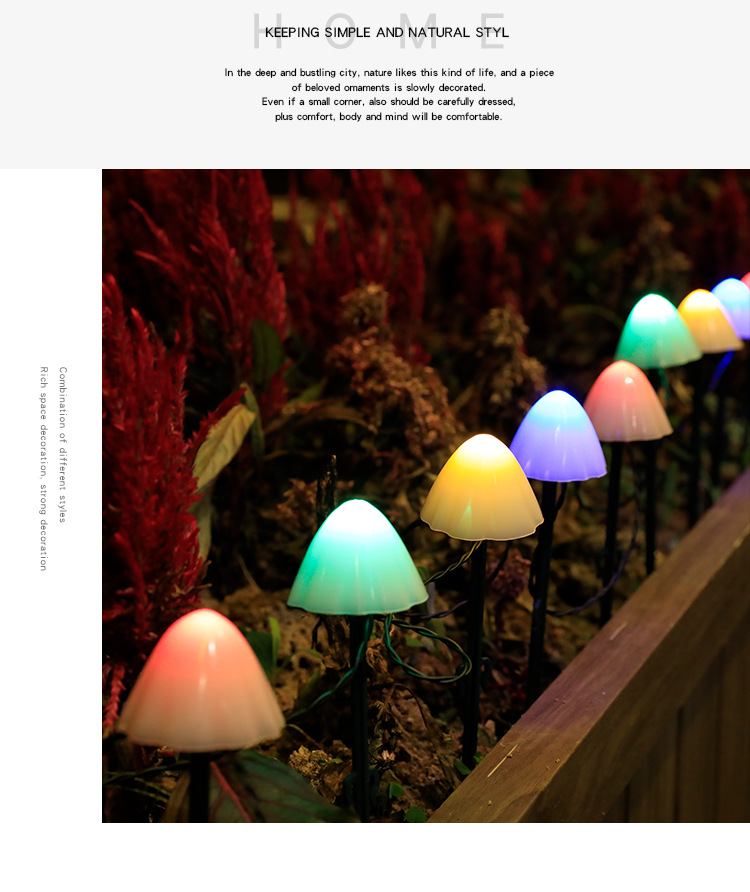Outdoor solar-powered ground mushroom lamps, led small colored lights, flashing lights, string lights, courtyard garden, lawn decoration, Christmas lights pic 19