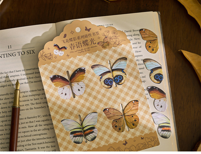 Zao Mo Magnetic Bookmark Flying Flower Butterfly Shadow Series: 4 Types of Chinese-style reading Bookmarks and Ancient-style butterfly DIY Decorative Book holders pic 4