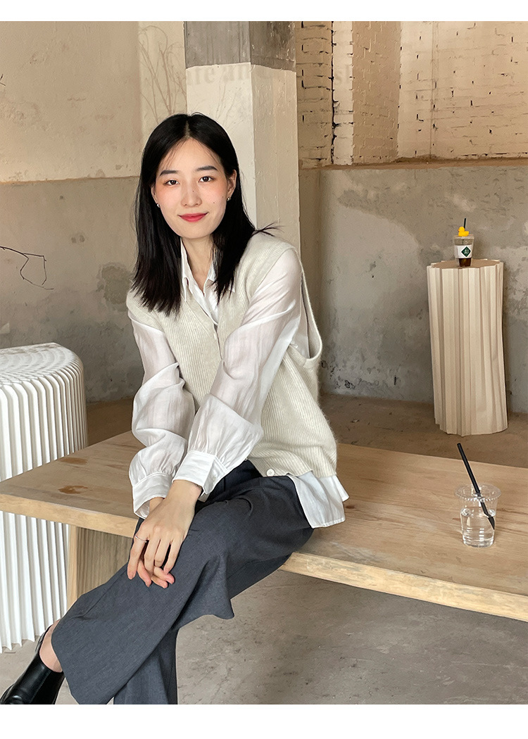 木兰时髦复古小马甲开衫女2023春季新款韩版简约针织上衣女 21507详情30