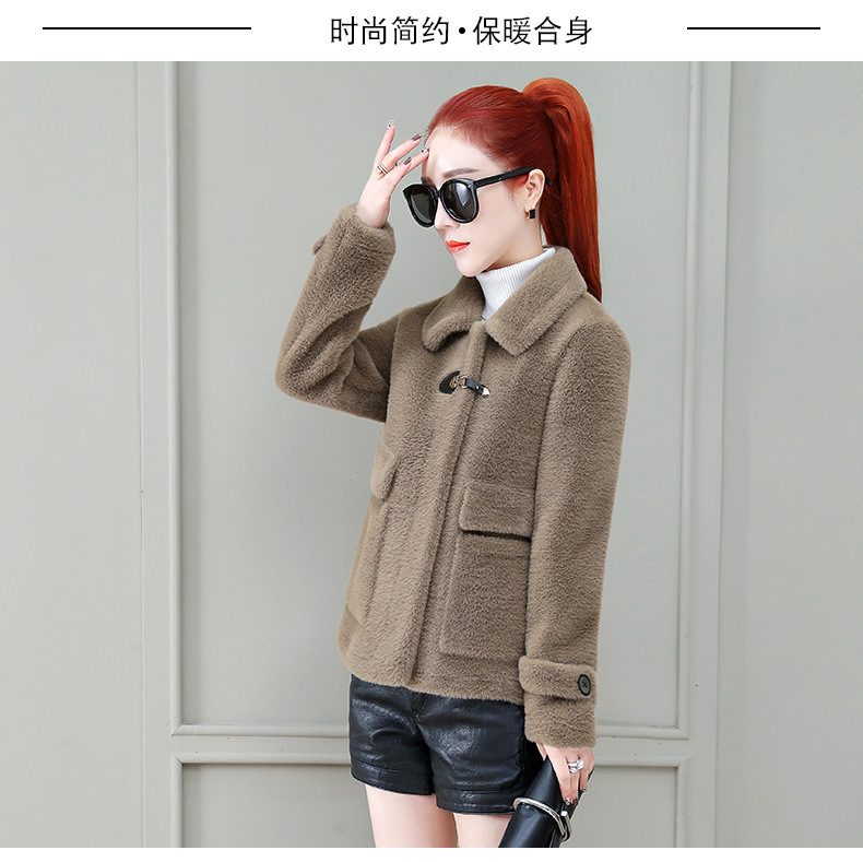 A short tweed coat for women, 2020 winter new style, fashionable and trendy for petite people, imitation mink woolen overcoat pic 15