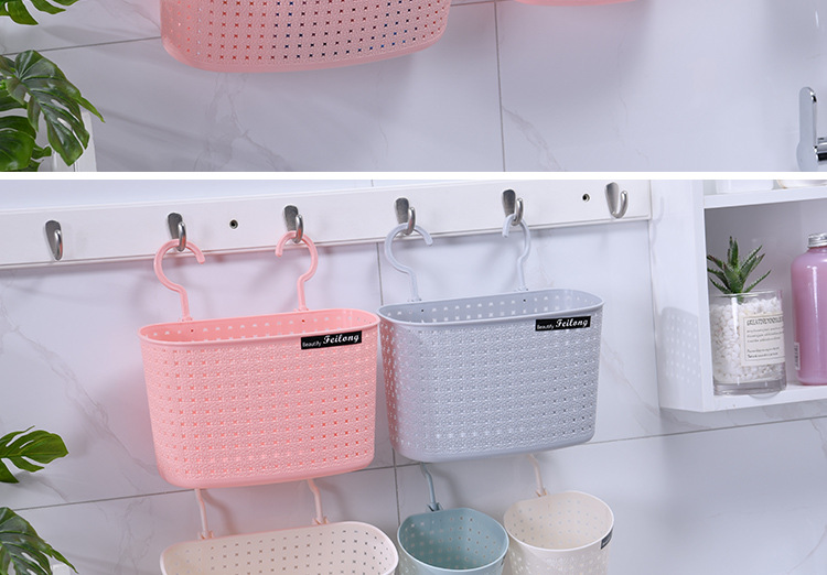 Imitación ratán trenzado multifuncional asphalt storage basket tufos suspendidos baño vacío cesta de almacenamiento de baño hogar doble gancho cesta colgante pic 19