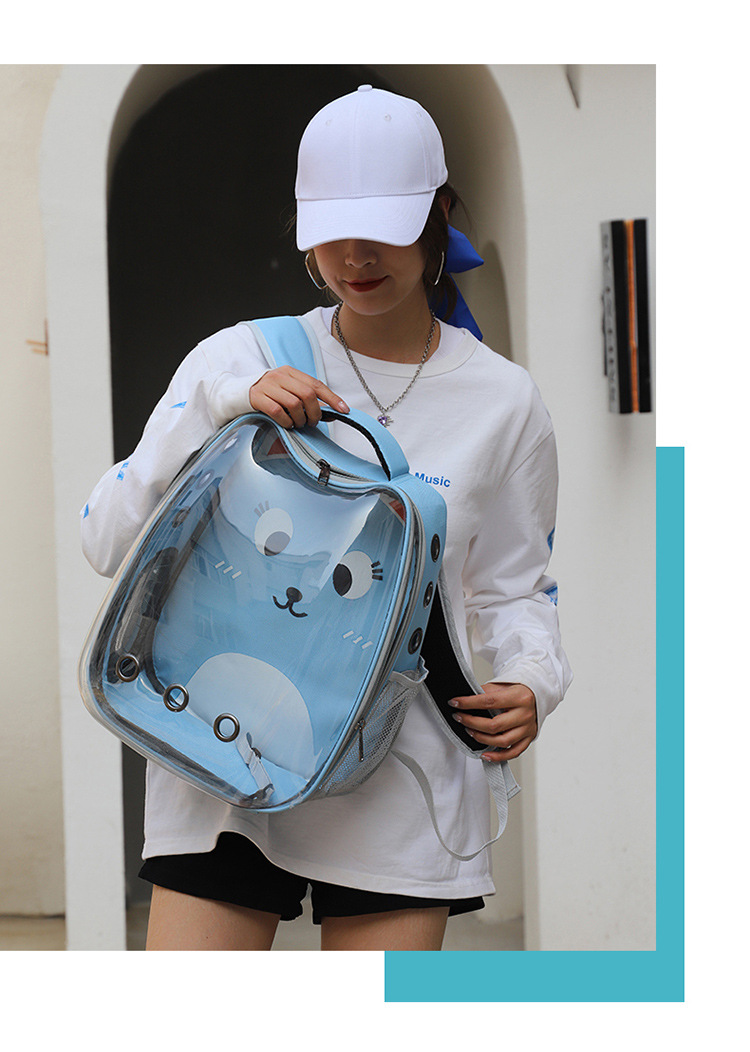 New transparent backpack, pet bag, cartoon portable space capsule, cat bag, dog breathable shopping backpack pic 17