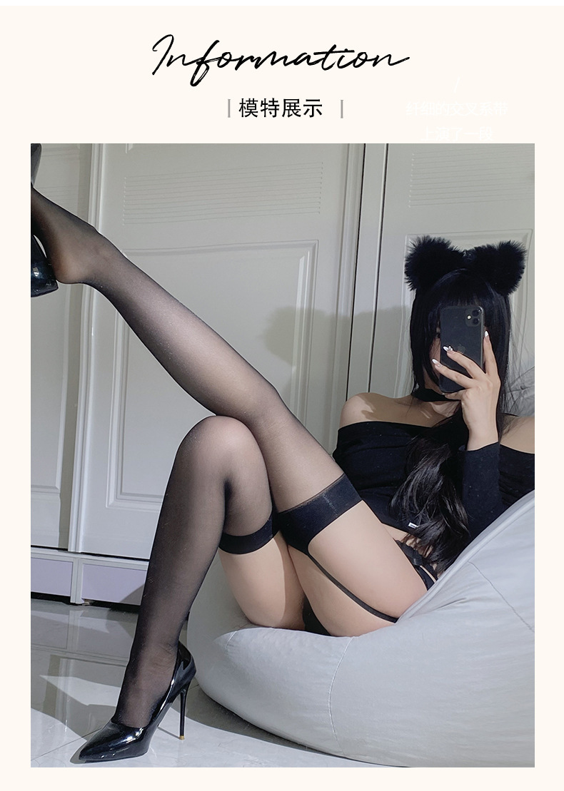 Romantic stockings, sexy halter one-piece stockings, pure desire to piece together, hot girl stockings, nightclub dancing lingerie W19 pic 5
