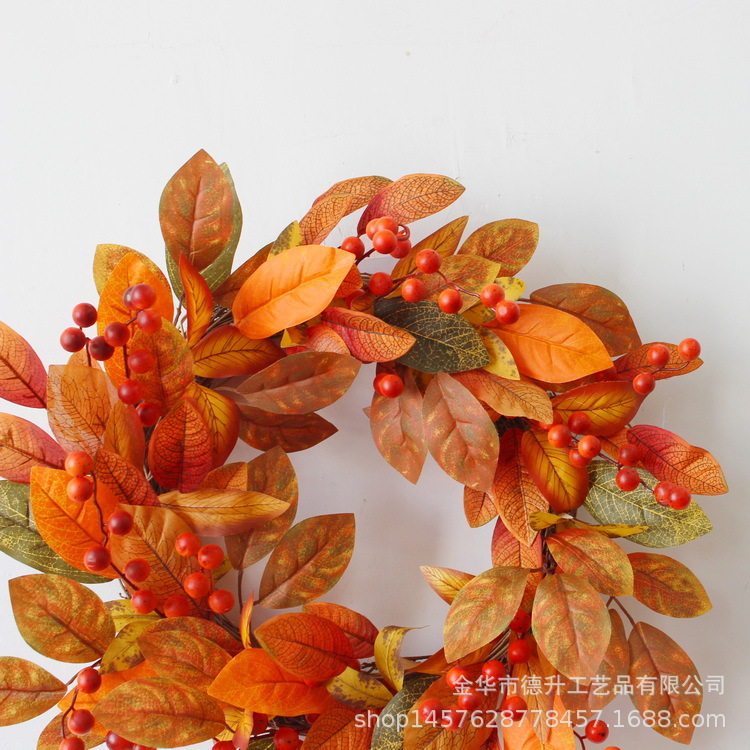 Cross-border e-commerce Halloween decoration Amazon Autumn Color Gratitude Harvest Festival Magnolia Leaves, maple leaves, berries, vine rings and garlands pic 7