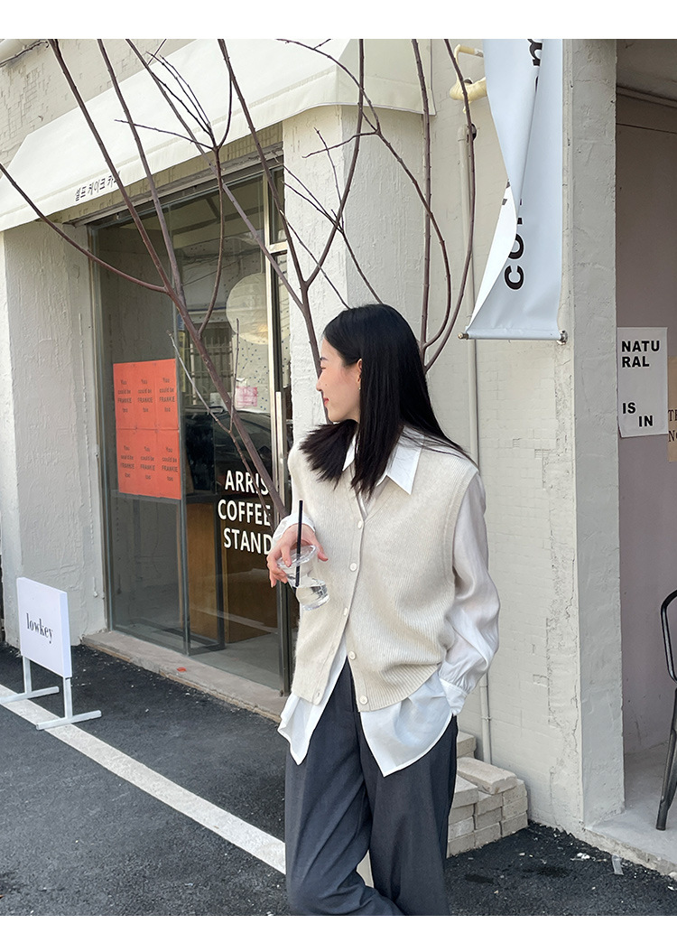 木兰时髦复古小马甲开衫女2023春季新款韩版简约针织上衣女 21507详情35