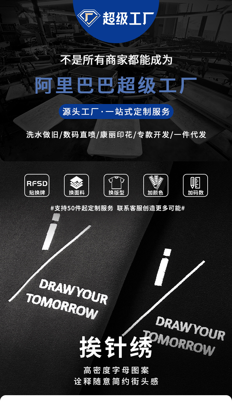 RFSD男装|2023秋冬新品复古美式加绒重磅连帽卫衣宽松潮牌外套男详情1