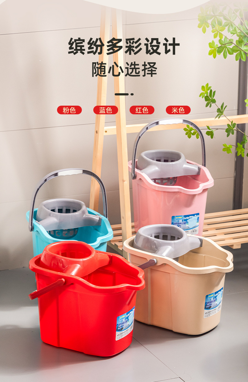 Wholesale of household mop buckets, thickened plastic mop buckets, large-capacity mop buckets with wheels, deepened dehydration and cleaning buckets pic 3