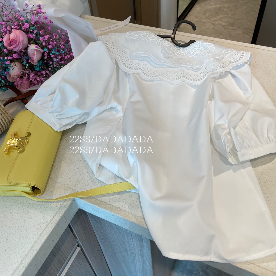 White baby collar shirt for women 2023 Spring and Autumn New French design style, a small and unique shirt with crocheted lace collar pic 11