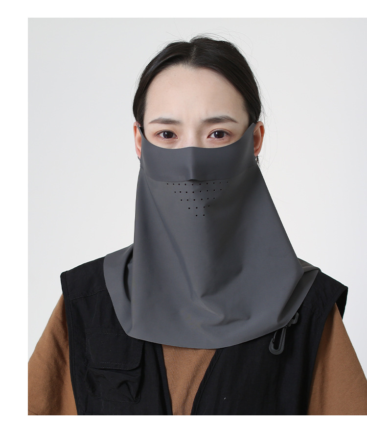 防晒面罩全脸防紫外线女夏天护颈冰丝脸罩开车遮阳面纱口罩一体款详情9