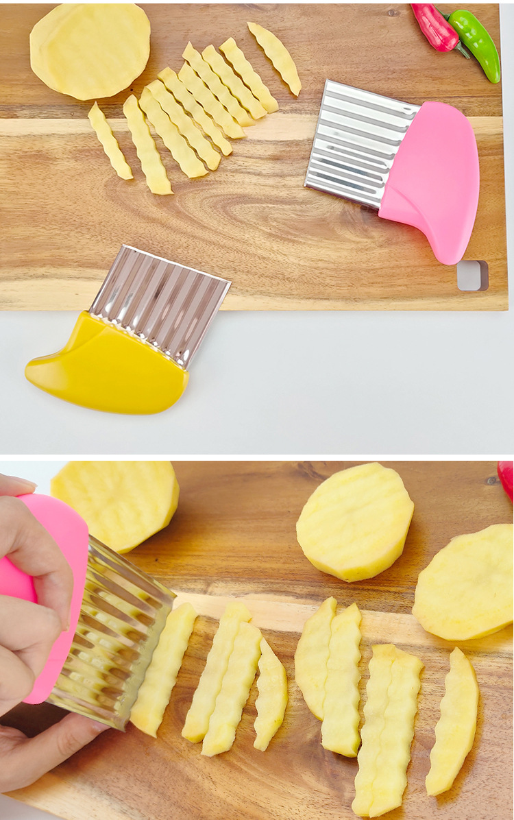 Factory wholesale stainless steel potato cutter, French fries cutter, potato wavy knife, kitchen small tools, wavy knife pic 8