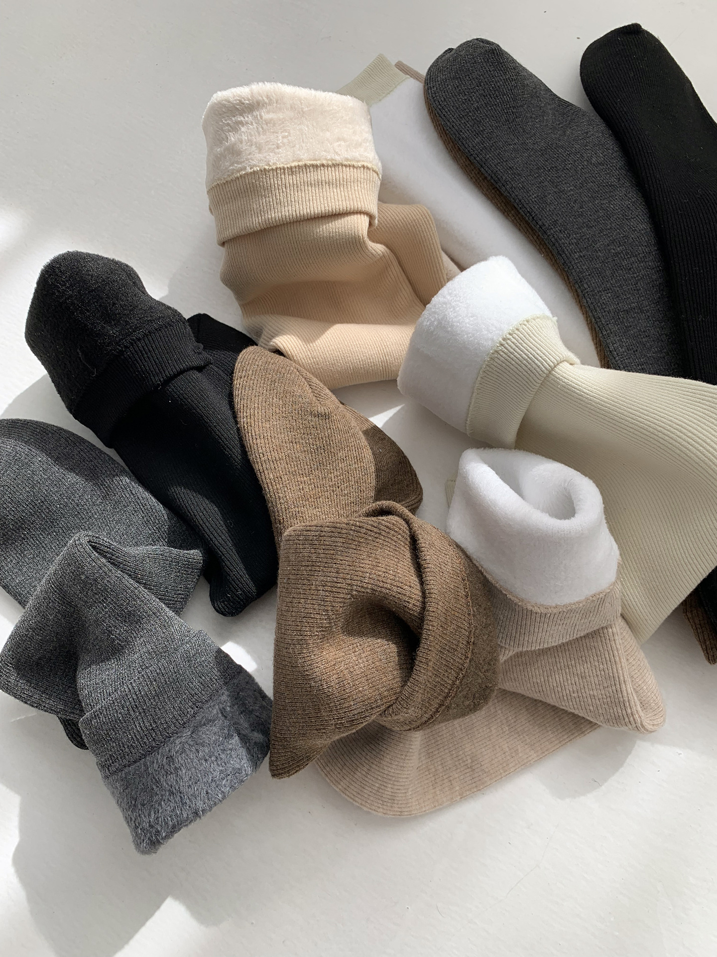 Unisex couple style fleece and thickened warm snow socks, mid-length home cotton socks, postpartum socks, floor socks pic 20