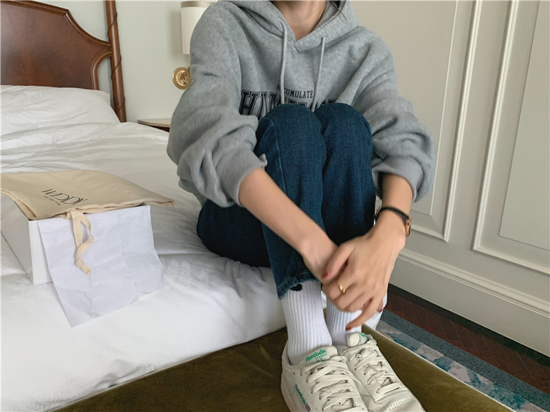 Letter-printed pullover with fleece hooded sweatshirt for women 2023 autumn/Winter new style Korean loose and versatile long-sleeved top pic 72