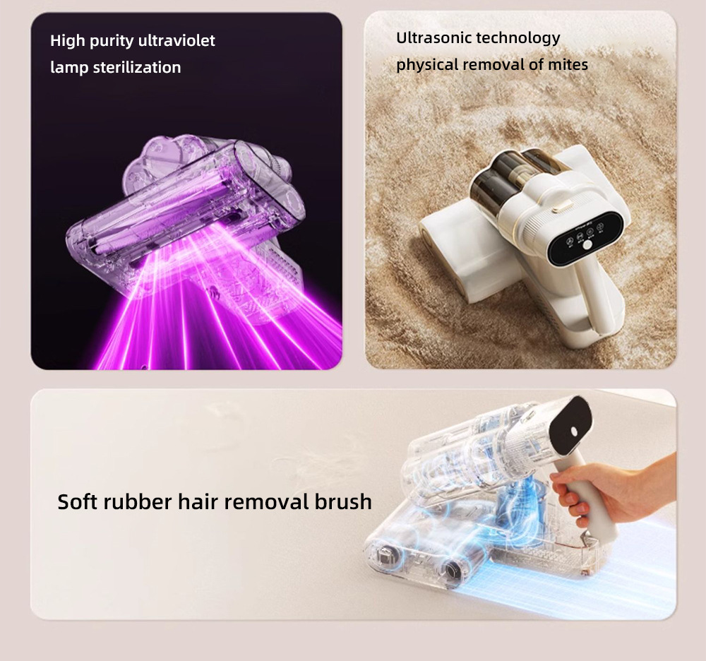 Double roller brush mite remover, a mite removal wonder, a large household vacuum cleaner for bed removal, ultrasonic and ultraviolet sterilization power purification pic 4