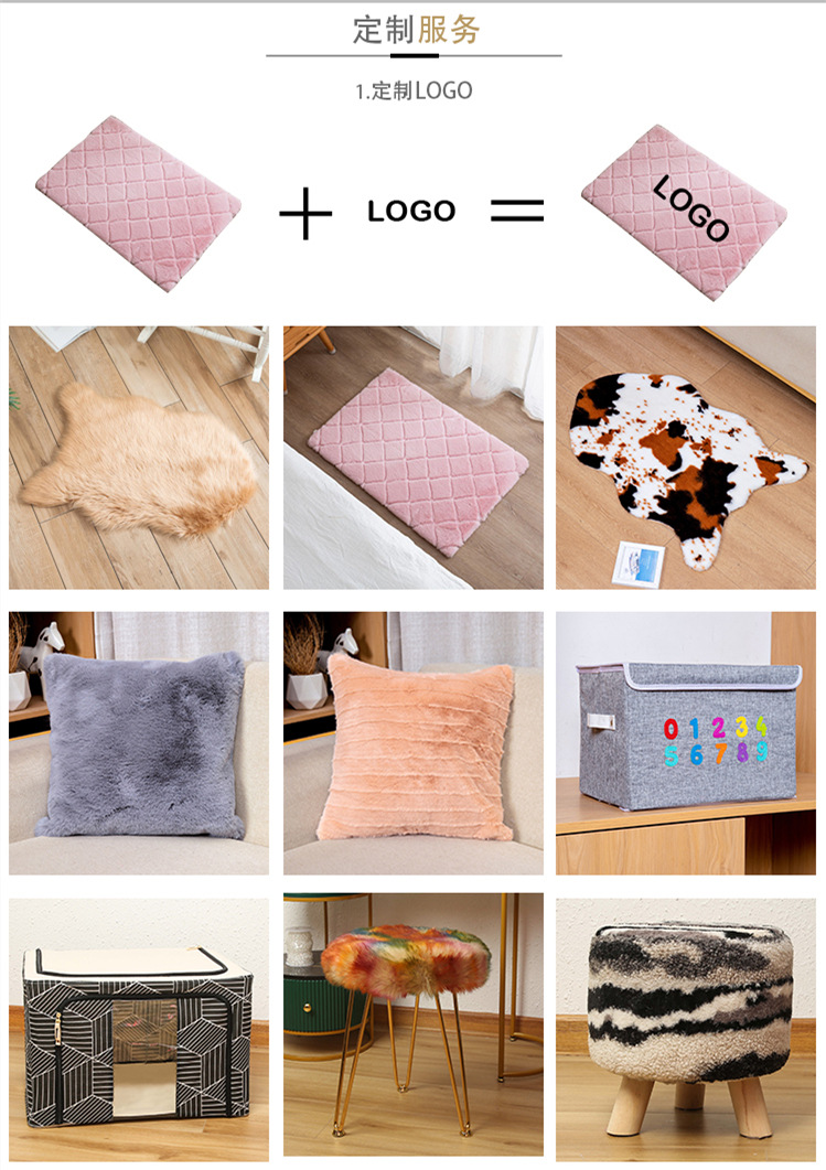 新款抱枕套棋盘格千鸟格毛衣纹仿貂毛轻奢高档可水洗简约靠枕套详情9