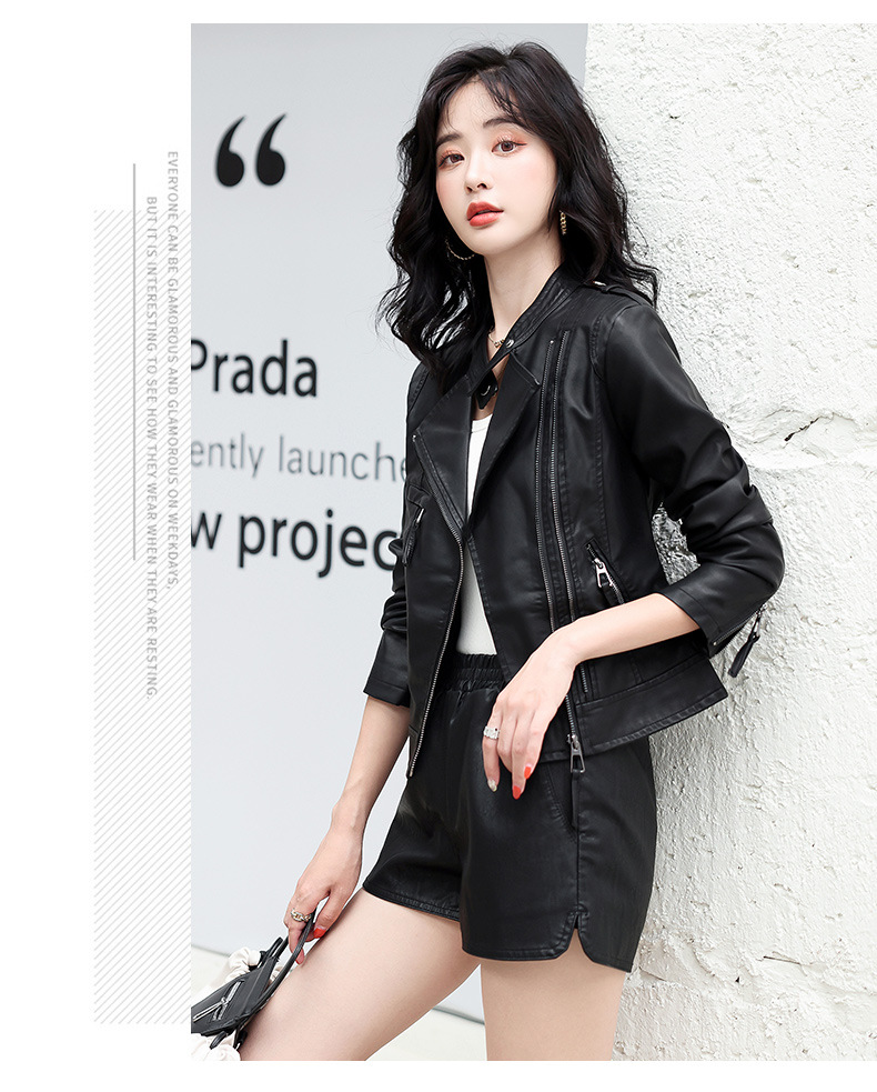 皮衣外套女春秋季2022年新款韩系宽松小个子pu皮休闲短款夹克上衣详情15