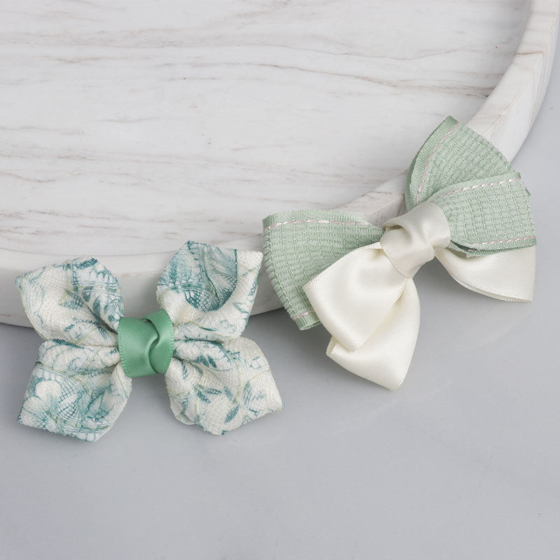 Spring and summer hollowed-out lace bow, small floral ribbon top clip, sweet and versatile for girls, bow headwear at the back of the head pic 4