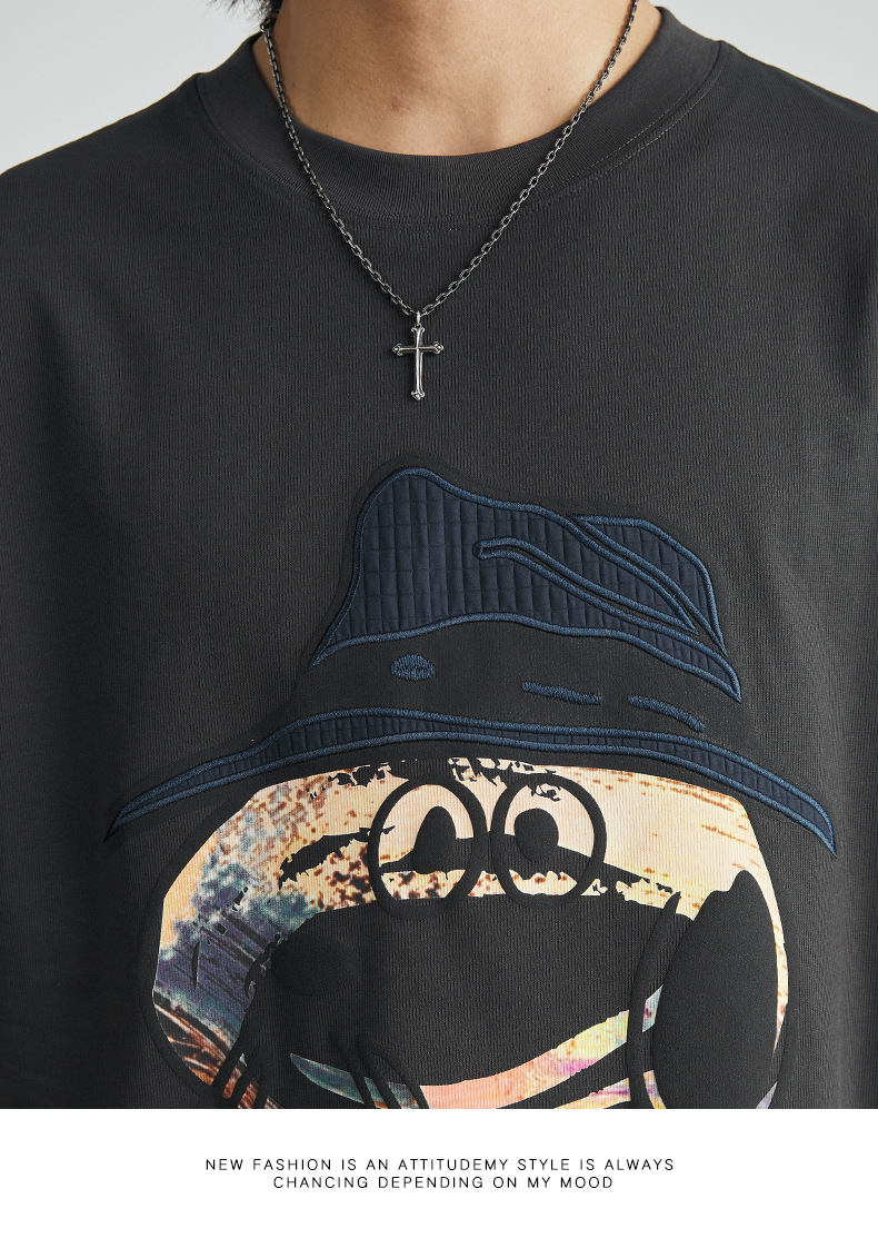 亦止男装美式卡通印花T恤男2024夏季新款短袖男宽松百搭情侣上衣详情21