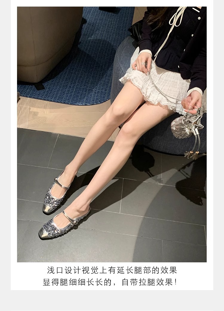银色玛丽珍鞋亮片芭董舞鞋子真皮女鞋葡萄妈单鞋女2024春款女鞋子详情23