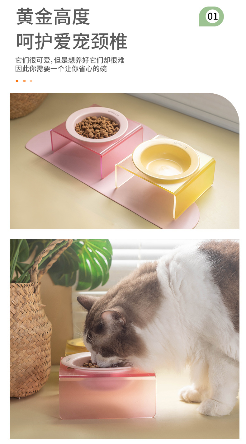 Wholesale of flying saucer pet bowls, ceramic dog and cat bowls without black chins, cat and dog food bowls, drinking water and slow food bowls pic 3