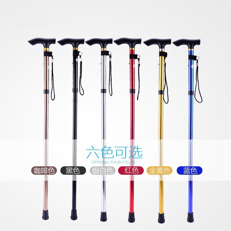 铝合金爬山手杖 伸缩折叠 登山杖 防滑手杖老人加强可调拐杖批发详情12