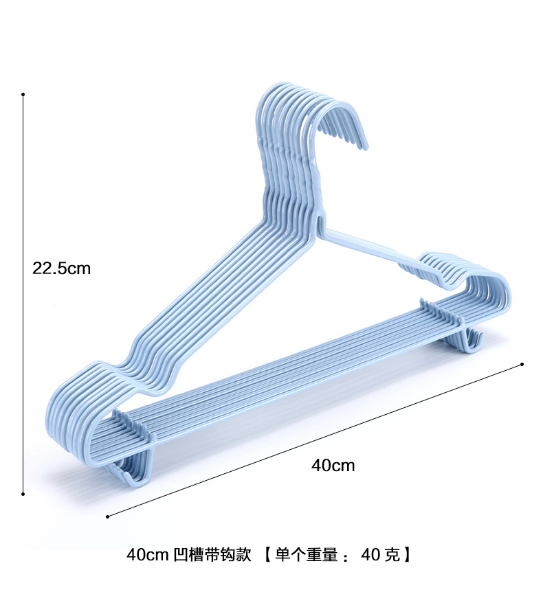 家用无痕全包防滑衣服架加粗铁艺衣架衣服挂多功能带挂钩浸塑衣架详情7