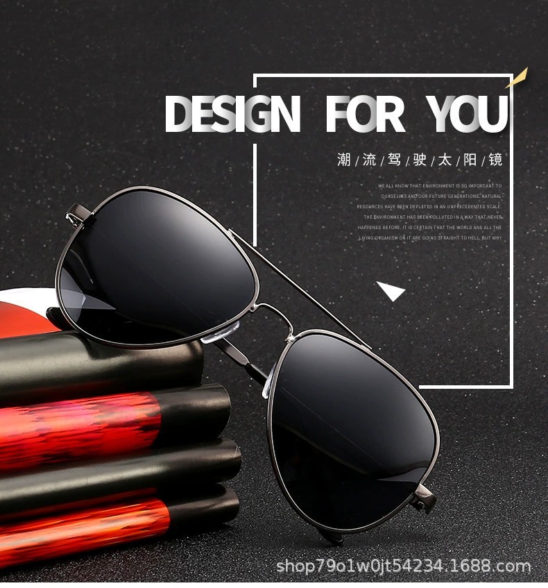 偏光太阳镜2023夏季新款男士眼镜金属双梁蛤蟆镜黑色墨镜女批发厂详情5