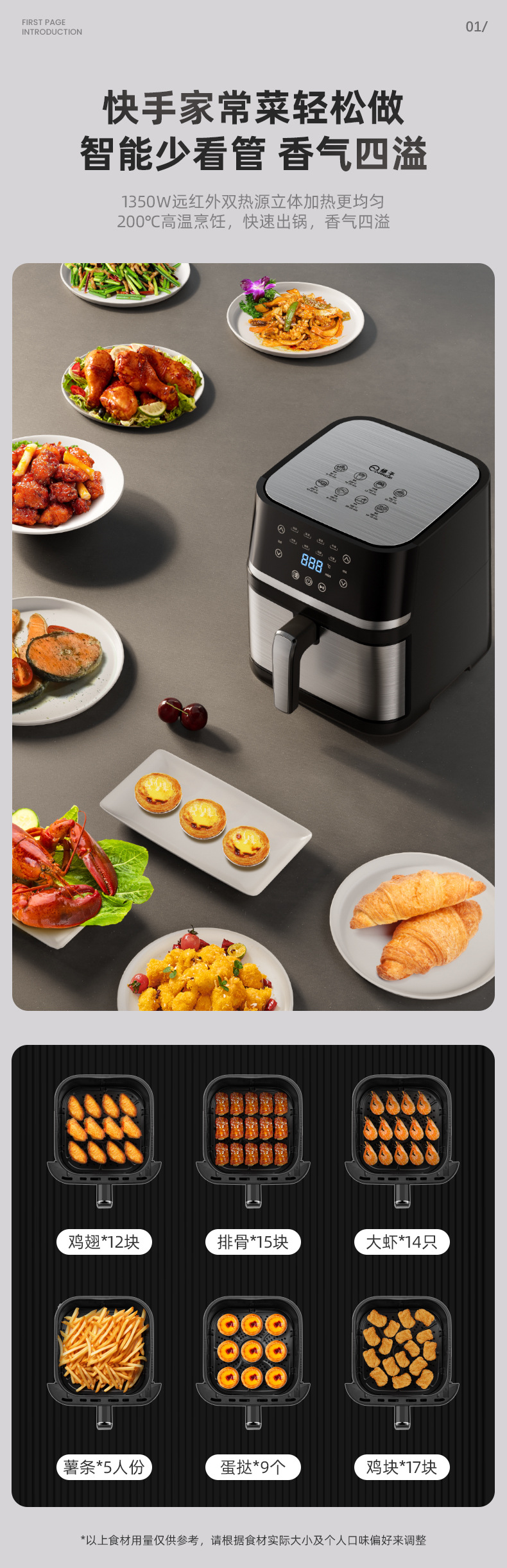 空气炸锅 多功能air fryer扬子空气炸锅 家用大容量电炸锅不锈钢详情4