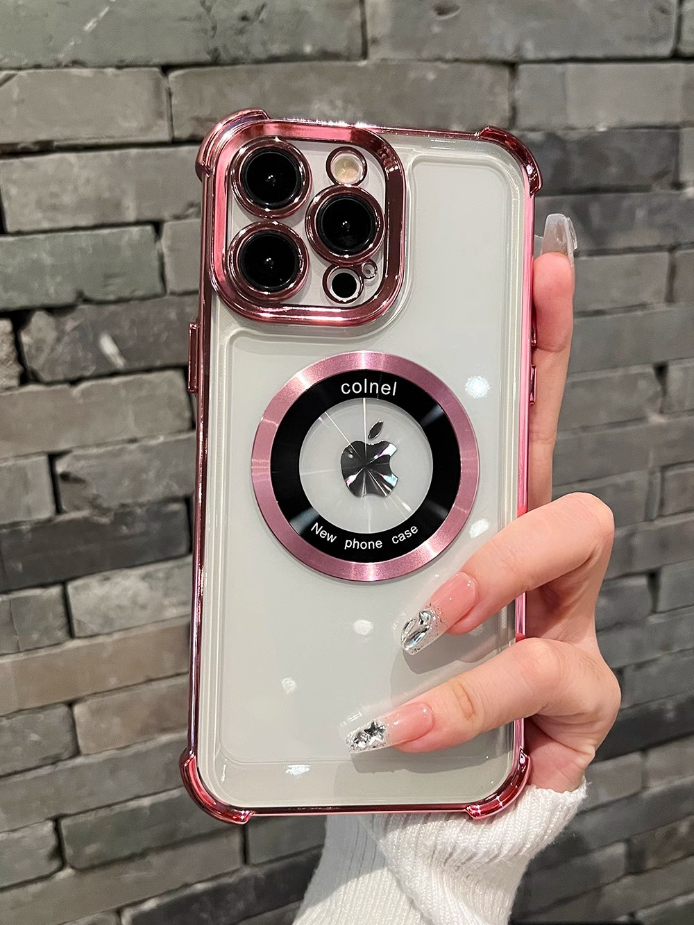 Four-corner anti-drop suitable for iPhone15 phone case magnifying glass magnetic suction iPhone15 electroplated anti-drop and anti-leak label protective case pic 9