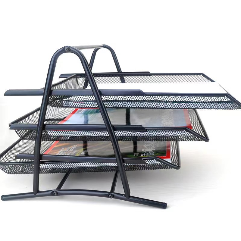 Wholesale of office supplies, desktop wire mesh, metal ironwork, three-layer and four-layer file trays, storage file racks pic 3