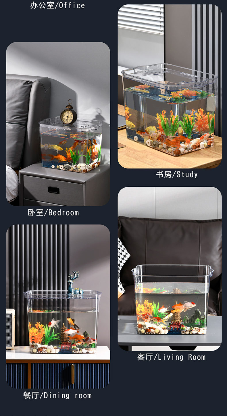 Ecological betta fish tank, home aquarium, transparent goldfish tank, living room mini small and medium-sized desktop aquatic plant tank, turtle tank pic 11
