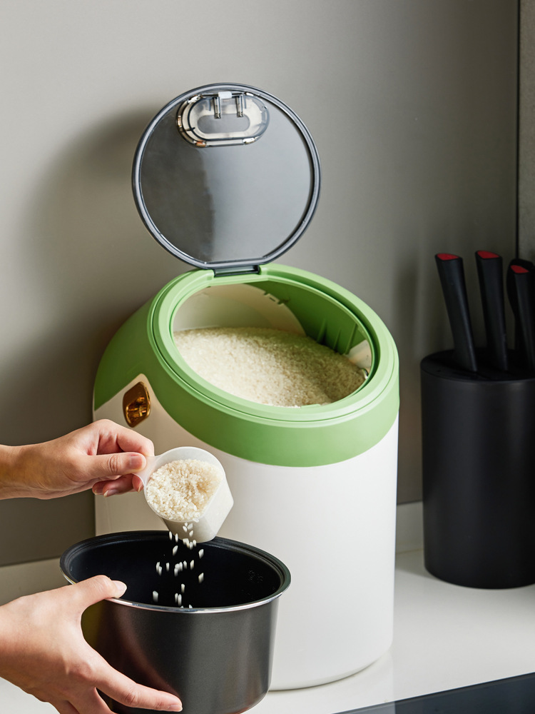 Rice bucket, household insect-proof and moisture-proof sealed rice storage jar, rice box, kitchen 橱柜式 collapsible type for storing grains and cereals pic 8